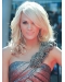 Modern Blonde Curly Shoulder Length Capless Human Hair Celebrity Women Wigs