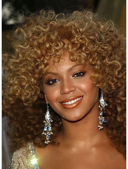 Style Blonde Curly Shoulder Length Lace Front Synthetic Beyonce Wigs For Women