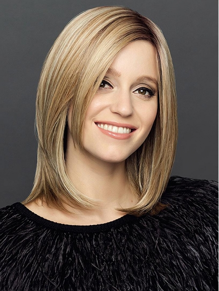  Brown Straight Should Length Monofilament  Synthetic Medium Women Bobs Wigs