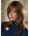 Brown Straight With Bangs Shoulder Length Hand-Tied Human Hair Women Wigs