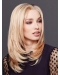 Blonde Shoulder Length Straight Without Bangs Monofilament  Human Hair Women Wigs