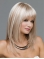Blonde Shoulder Length Straight  With Bangs Mono  Top Quality Synthetic Women Wigs