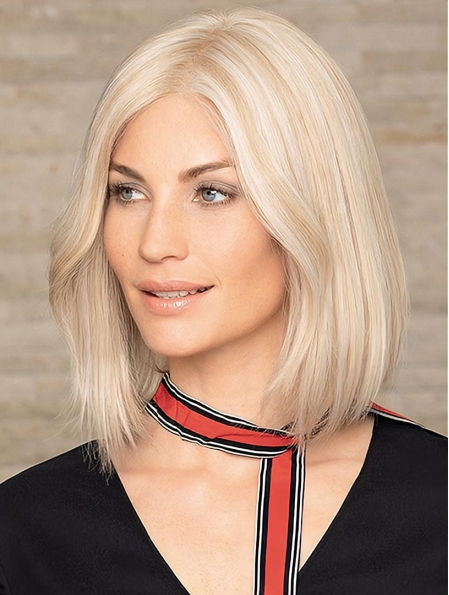Straight Shoulder Length Without Bangs Lace Front Human Hair Wigs For Women