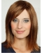 Blonde With Bangs Synthetic 14" Straight Medium Length Wigs For Women