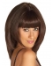 14" Brown Shoulder Length Straight With Bangs Lace Front Synthetic Women  Wigs