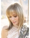 Blonde Straight With Bangs Shoulder Length Amazing Monofilament Synthetic Women Wigs
