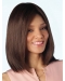 Brown Shoulder Length Srtraight Without Bangs Lace Front Human Hair Women Wigs