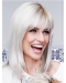  Straight Shoulder Length Capless Synthetic Grey Women Wigs