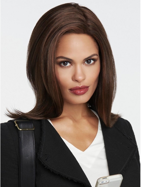 Stylish Brown Straight Shoulder Length Lace Synthetic Women Wigs 