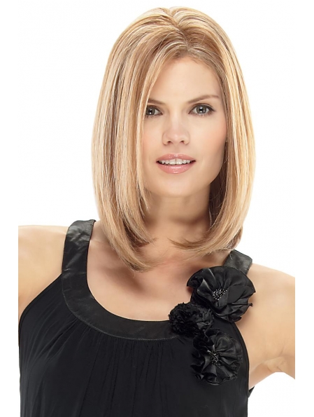 Style Blonde Straight Shoulder Length Lace Front Human Hair Women Wigs
