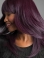 Purple Straight Shoulder Length With Bangs Capless Synthetic Women Wigs