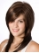 Straight  Brown Layered Shoulder Length Lace Front Human Hair Women Wigs