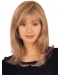Best Blonde Straight Shoulder Length With Bangs Lace Front Human Hair Women Wigs