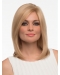 Blonde Straight Shoulder Length Without Bangs Monofilament Human Hair Women Wigs