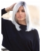 White Straight Shoulder Length 100% Hand tied Synthetic Women Wigs  