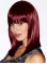 Red Medium Straight With Bangs Capless Synthetic Women Wigs