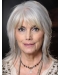 Silver Shoulder Length Straight  Layered Lace Front Synthetic Lady Wigs