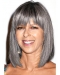  Straight Shoulder Length With Bangs Lace Front Human Hair Grey Wigs for Lady