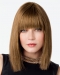 Graceful Straight Shoulder Length With Bangs Lace Front  Human Women Wigs