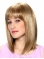 Elegant Blonde Straight Shoulder Length With Bangs Monofilament Human Hair Women Wigs