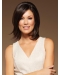 High Quality Brown Shoulder Length Straight  With Bangs Hand-Tied Human Hair Women Wigs