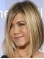 Beautiful Blonde Shoulder Length Straight  With Bangs Capless Synthetic Jennifer Aniston Inspired Women Wigs