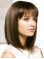 No-fuss Blonde Monofilament Shoulder Length Straight With Bangs Lace Synthetic Women Wigs