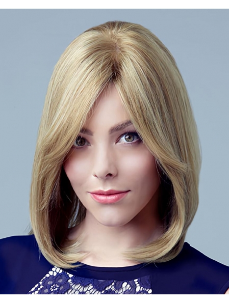Designed Blonde Straight Shoulder Length Human Hair Celebrity Women Wigs
