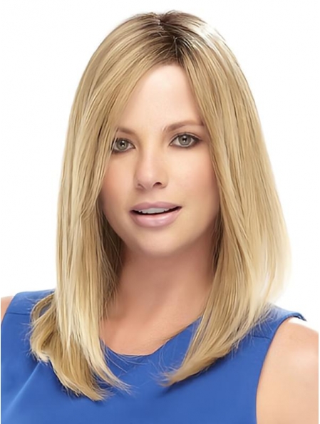 Fabulous Blonde Straight Shoulder Length Lace Front Synthetic Women Celebrity Wigs