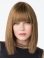 Stylish Lace Front Straight Shoulder Length With Bangs Lace Front Remy Human Hair Women Wigs