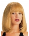Refined Blonde Monofilament Straight Shoulder Length With Bangs Lace Human Hair Women Wigs