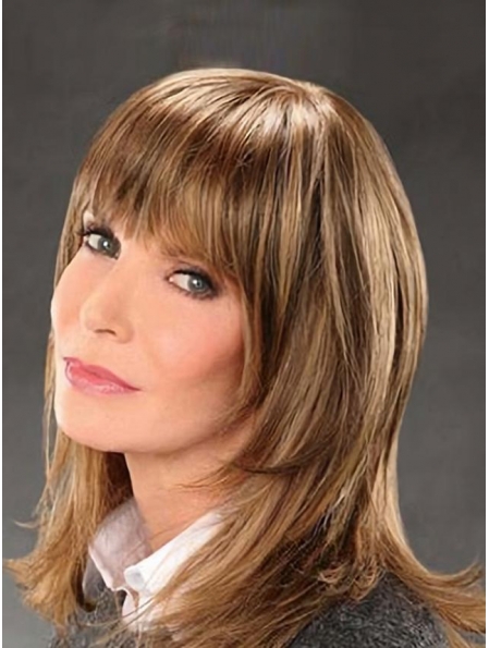  Fairy and Modern Tease Mid-length Layered Straight Lace Front Human Hair Jacklyn Smith Wig
