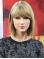 New Design Blonde Shoulder Length Straight  With Bangs Hand Tied Synthetic Taylor Swift Inspired Women Wigs