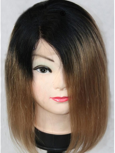 Discount Shoulder Length Straight Style Without Bangs Lace Front Human Hair Women Ombre Wigs