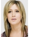 Popular Blonde Straight Shoulder Length Without Bangs Capless Celebrity Synthetic  Women Wigs