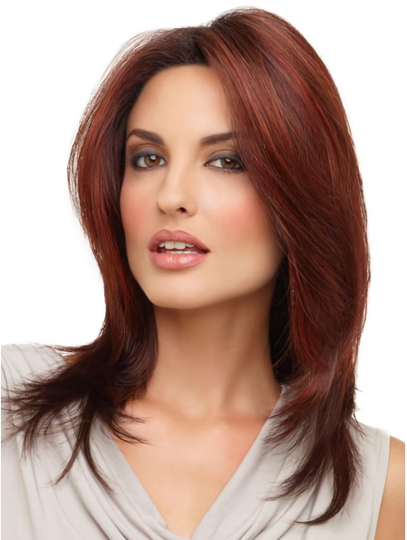Elegant Medium Straight Lace Front Synthetic Women Wigs