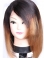 Beautiful Shoulder Length Straight Style Without Bangs Lace Front 100% Remy Hair Ombre Wigs
