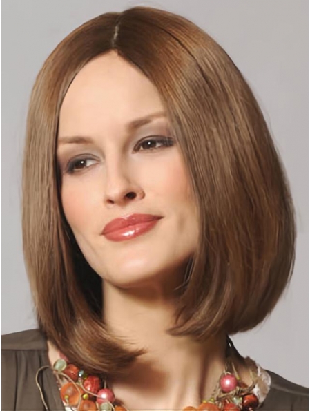 Refined Straight Shoulder Length Lace Front  Human Hair Bobs Women Wigs