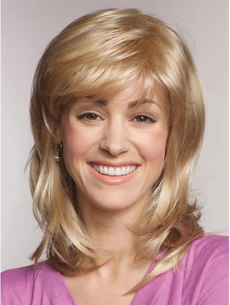 Great Blonde Straight Shoulder Length Lace Front Synthetic Women Wigs