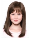 Best  Brown Straight With Bangs Hand-Tied Synthetic Kids Wigs For Cancer
