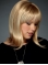 Fabulous Blonde Straight Shoulder Length With Bangs Lace Front Synthetic Women Wigs