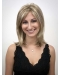 Cool Blonde Straight Without Bangs Shoulder Length Capless Synthetic Women Wigs