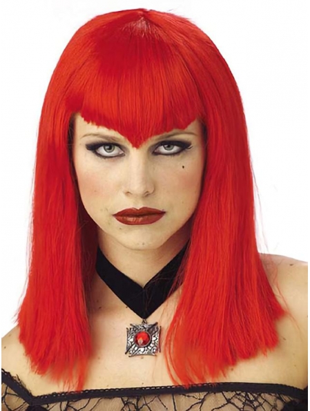 Bright Red Straight Lace Front Synthetic Women Wigs