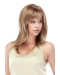 Incredible Blonde Straight With Bangs Shoulder Length Lace Front Synthetic Women Wigs