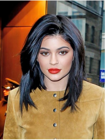 Black Straight Without Bangs Capless Synthetic Kylie Jenner Hair