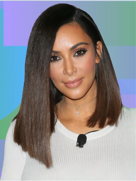 Comfortable Straight Medium Length Lace Front Human Hair Kim Kardashian Hair