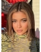 Straight Without Bangs Shoulder Length Lace Front Ombre/2 Tone Synthetic Kylie Jenner Wigs