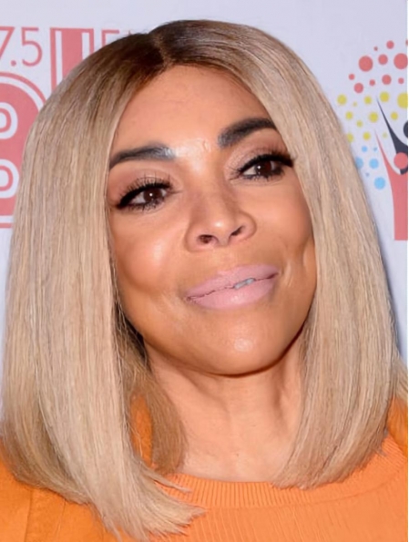 Lace Front Shoulder Length  Straight Grey Synthetic Bobs Wendy Williams Wigs