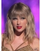  Platinum Blonde Shoulder Length  Straight With Bangs Lace Synthetic Women Taylor Swift Wigs