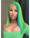  Straight Without Bangs Shoulder Length Lace Front Synthetic Green Minaj Wigs